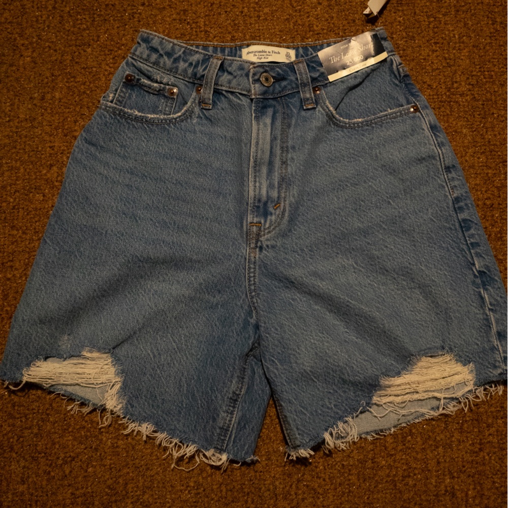 Abercrombie & Fitch Light Blue Distressed Jean Shorts